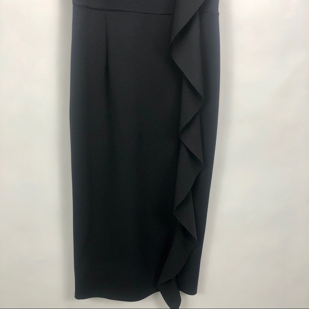 TOPSHOP BLACK CREPE RUFFLE ONE SHOULDER DRESS - Picture 6 of 8
